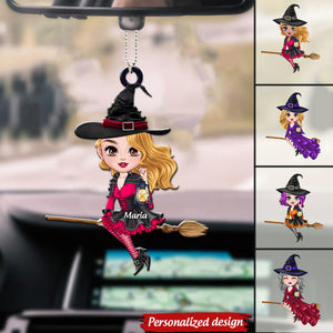 Witch Riding Broom Car Ornament Best Personalized Halloween Gift