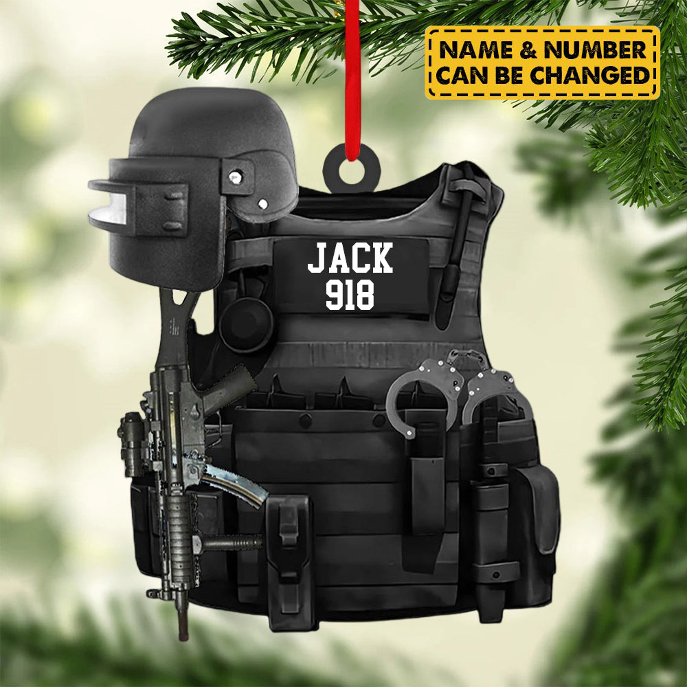 Personalized Ornament Gift For Swat Police - Swat Police Bulletproof Gun 2 Sided Ornament