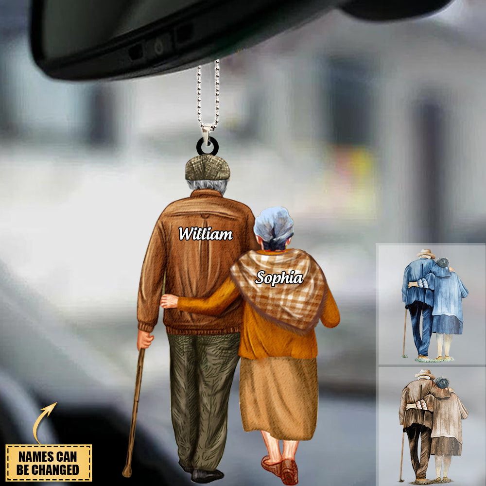 Personalized Old Couple Car Hanging Ornament-Gift For Wife, Anniversary, Engagement, Wedding, Marriage Gift