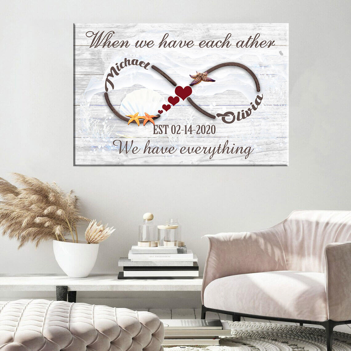 Personalized Infinity Anniversary Names Premium Canvas Poster