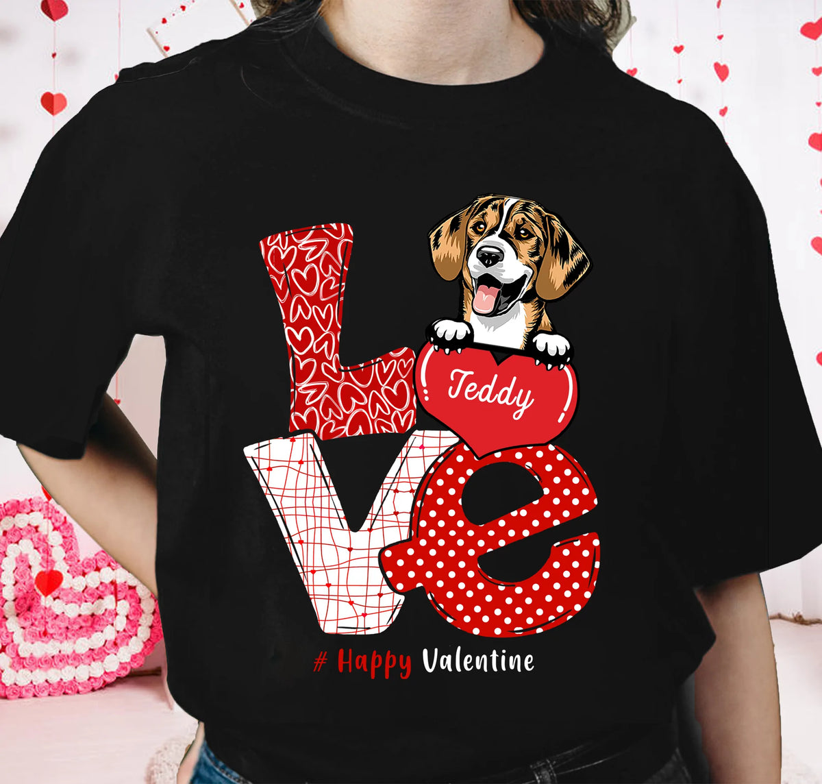 Happy Valentine Dog Personalized Shirt, Personalized Valentine Gift for Dog Lovers, Dog Dad, Dog Mom