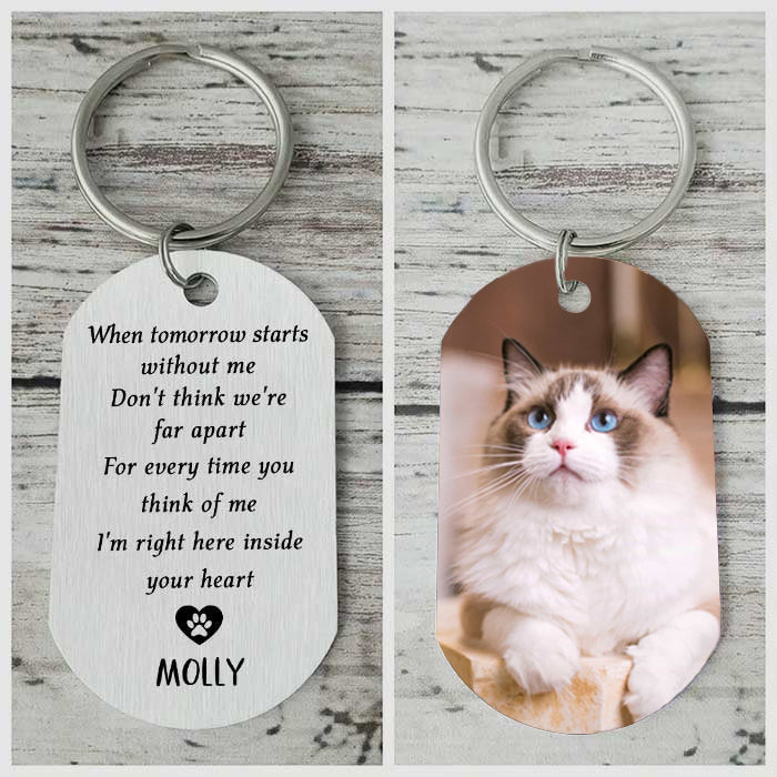 Cat and Dog Keychain-Memorial Gifts For Loss Of Dog and Cat - Personalized Keychains - Pet Memorial Gifts Cat Keychain