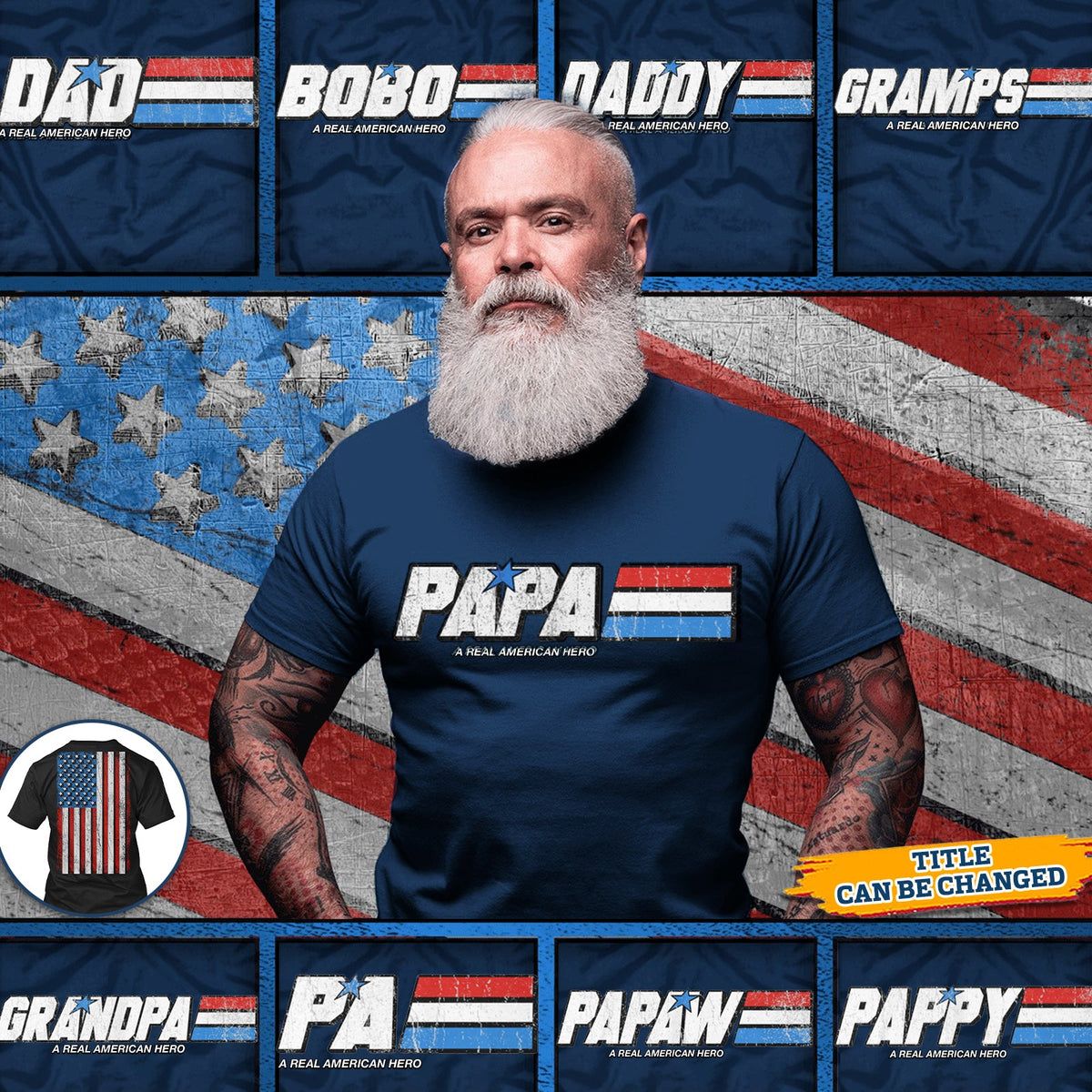 Personalized Papa, Dad: Real American Hero, Father's Day Gift T-Shirt