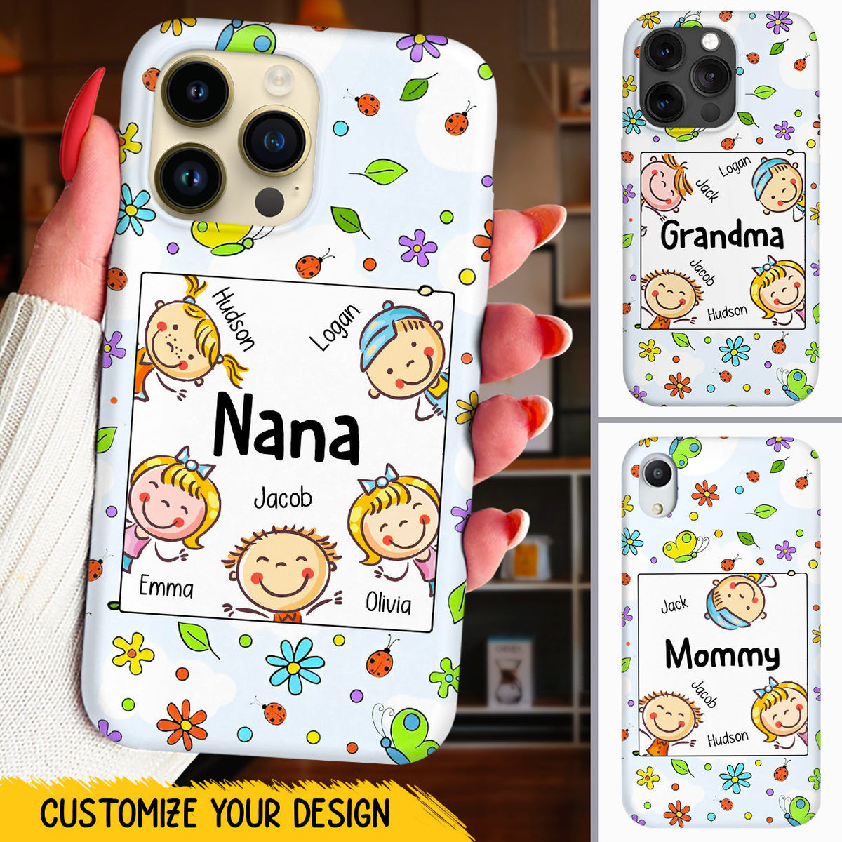 Nana Grandma Mommy Cartoon Happy Kids Personalized Phone Case