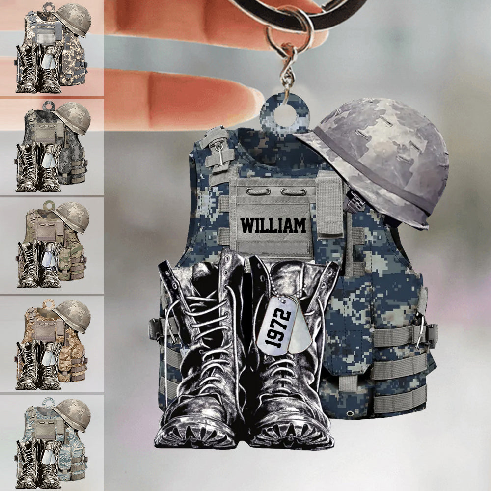 Personalized Military Camo Custom Name Christmas Gift Acrylic Ornament