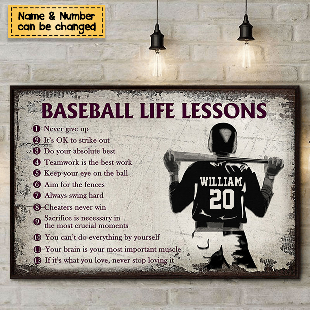 Lessons For Baseball Personalized Baseball Life Lessons Customized Poster - roadsir