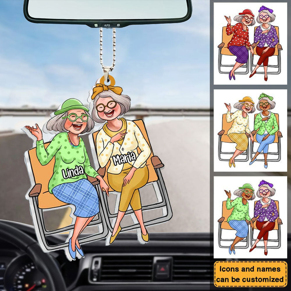 Personalized Gift for Friends Sitting Ladies Car Hanging Ornament