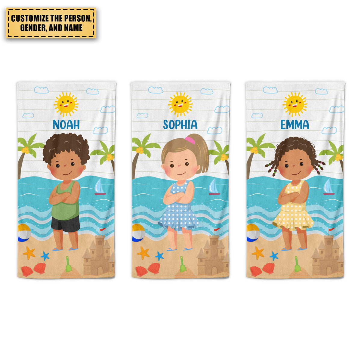 Kid On The Beach - Personalized Beach Towel