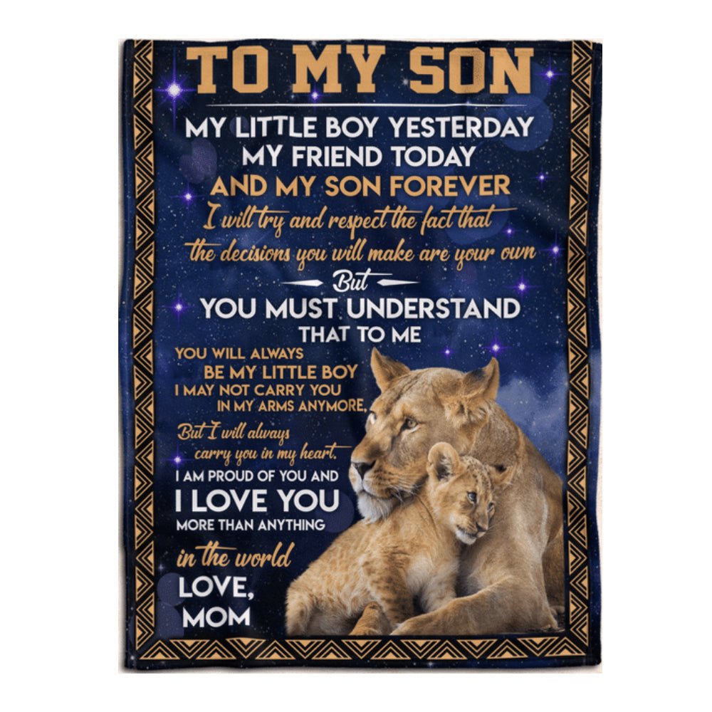 Gift For Son Blanket To My Son Lion My Little Boy Yesterday My