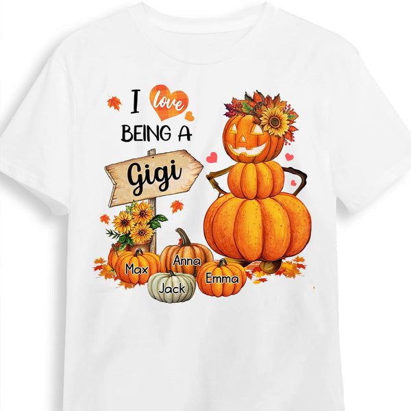 Fall Grandma Pumpkin Personalized T-shirt - Gift For Grandma