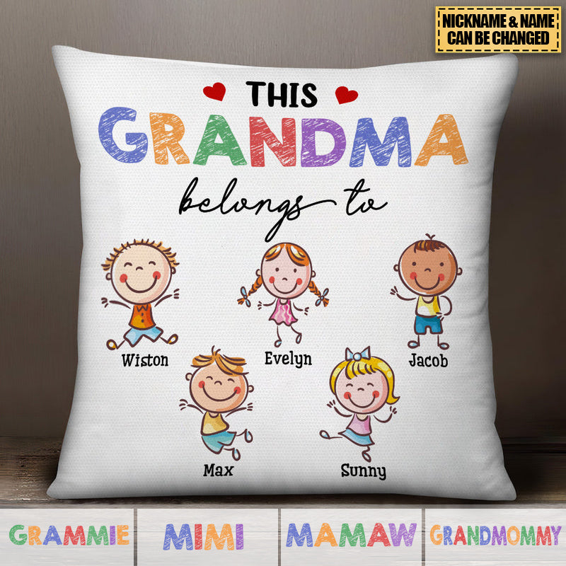 This Grandma Mom Belongs To Cute Kids Personalized Pillow