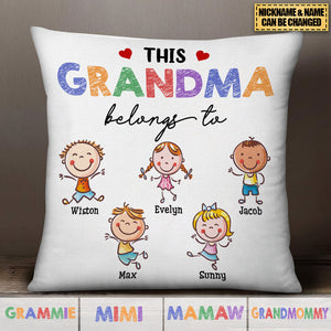 This Grandma Mom Belongs To Cute Kids Personalized Pillow