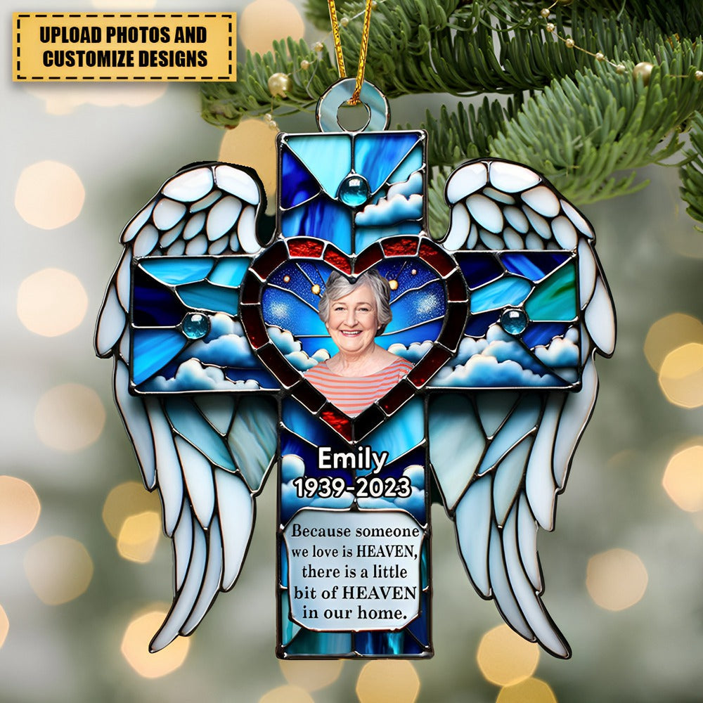 A big piece of my Heart lives in Heaven Memorial Upload Photo Personalized Acrylic Ornament
