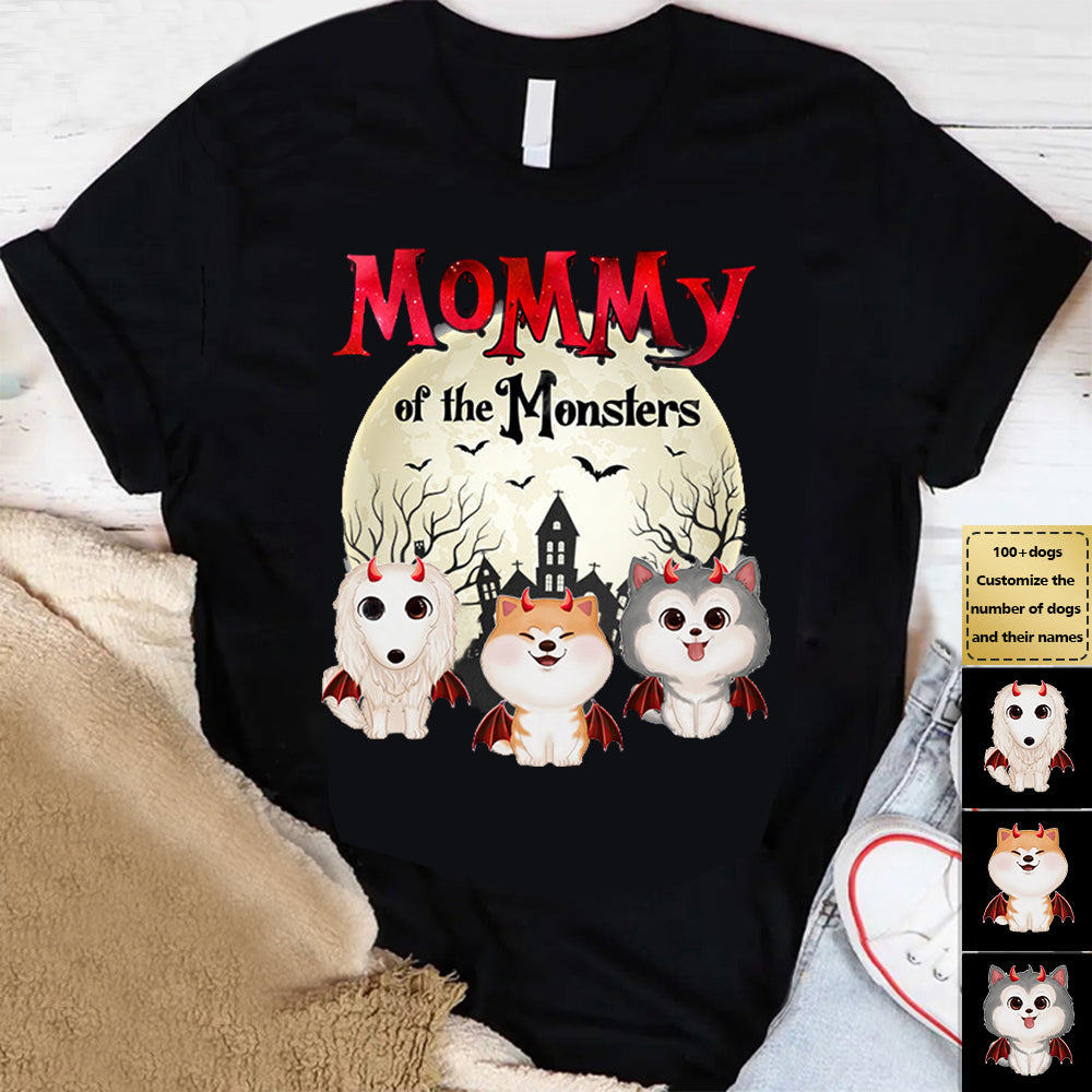 Mommy Of The Monsters Halloween Watercolor Cute Dogs Personalized Shirt
