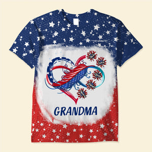 Independence Day Grandma Mom Custom Nickname Names Family Heart Infinity July 4th Gift 3d T-shirt