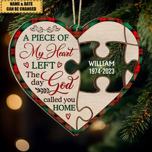 A Piece Of My Heart Left The Day God Call You Home - Memorial, Christmas Gift For Family