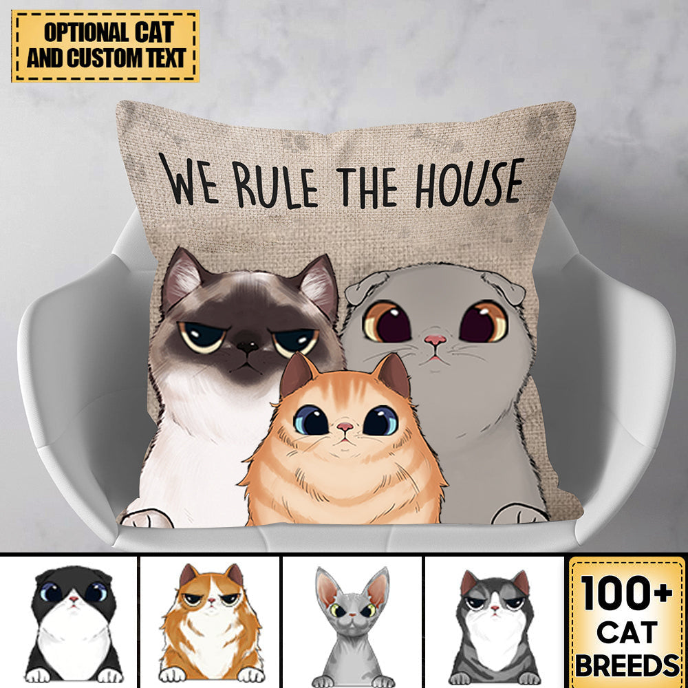 We Rule The House New Version - Personalized Pillow Gift For Cat Lover
