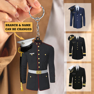 Military Uniform Personalized Flat Acrylic Keychain
