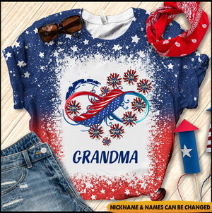 Independence Day Grandma Mom Custom Nickname Names Family Heart Infinity July 4th Gift 3d T-shirt