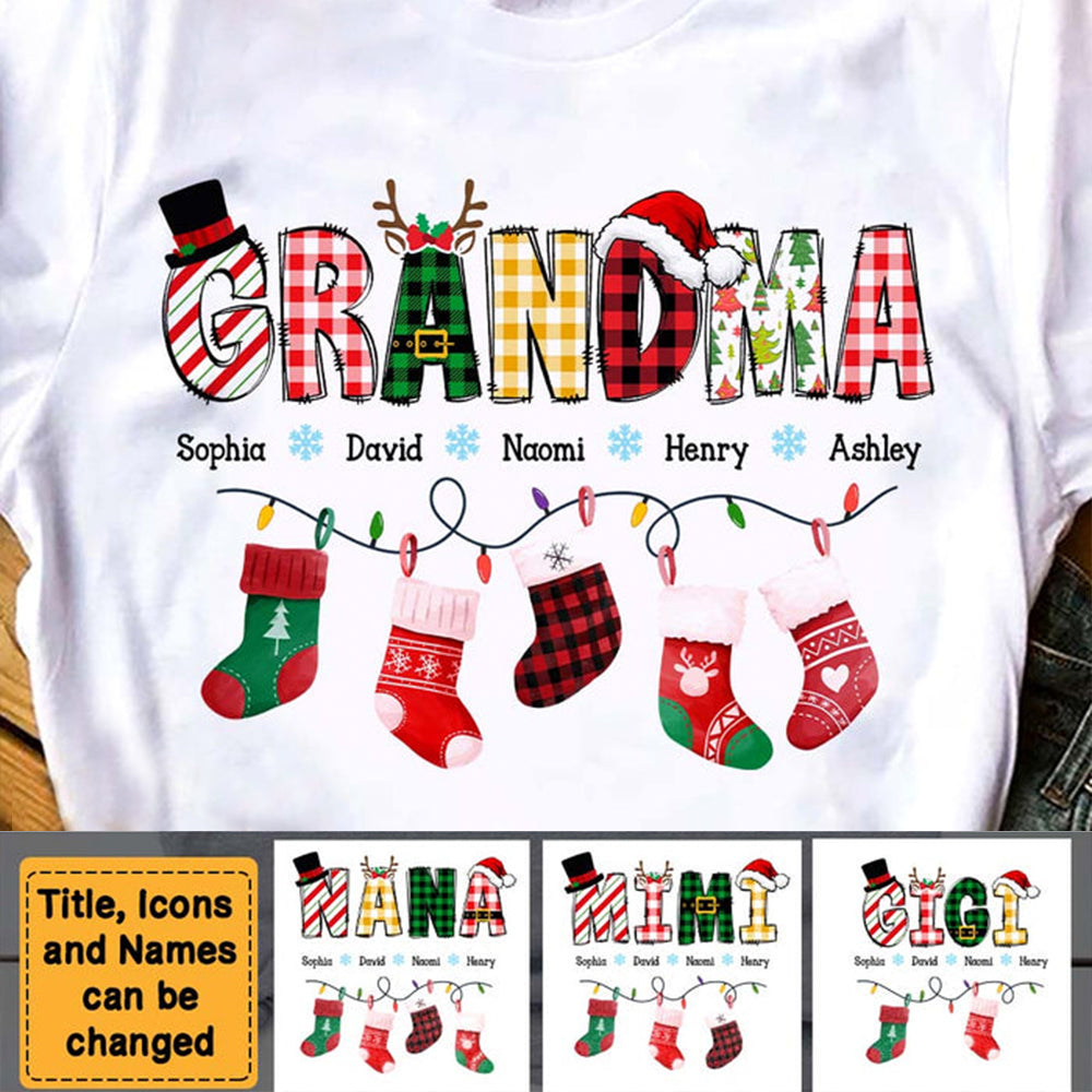 Personalized Gift For Grandma Christmas Socks Shirt