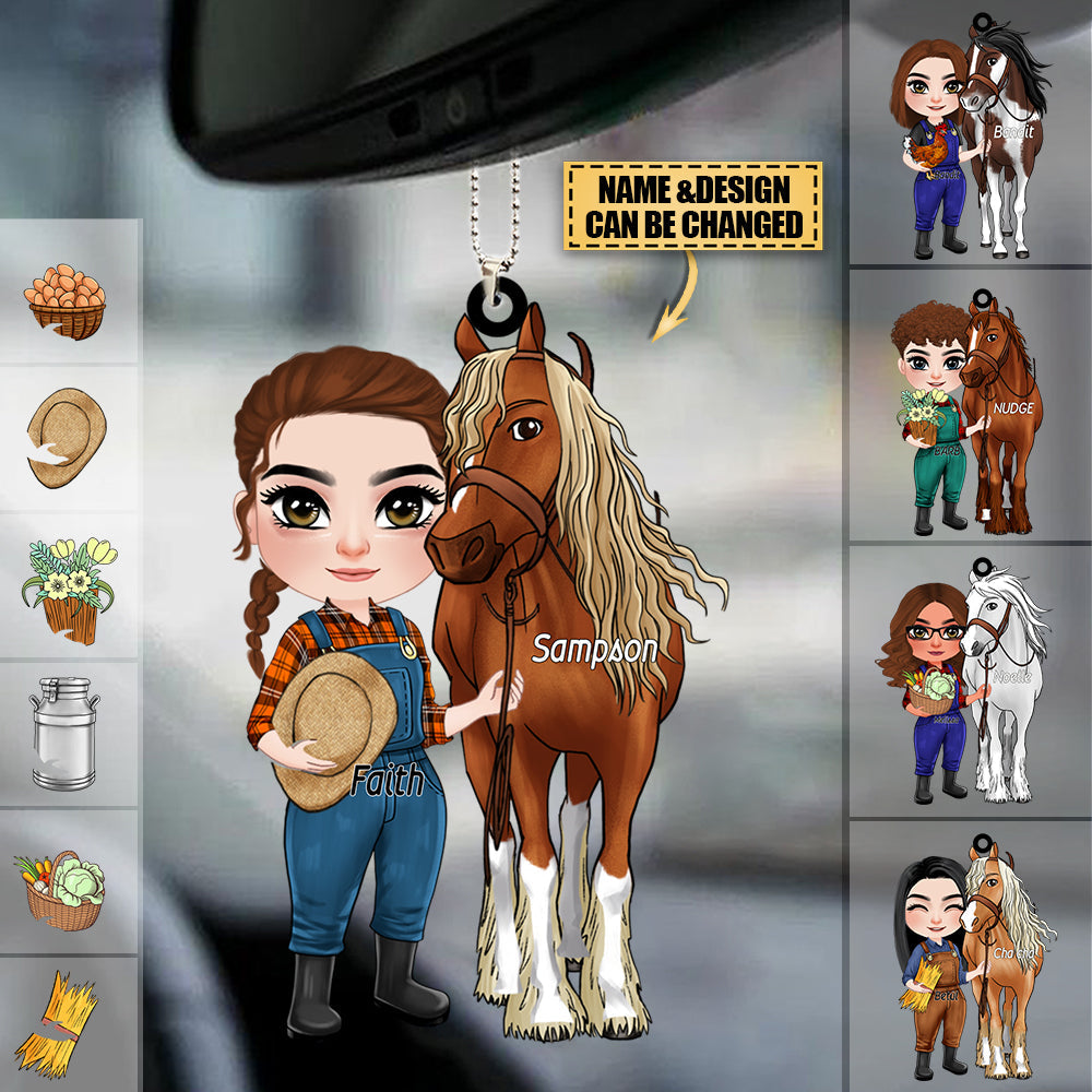 Personalized Horse Girl Acrylic Car hanging Ornament