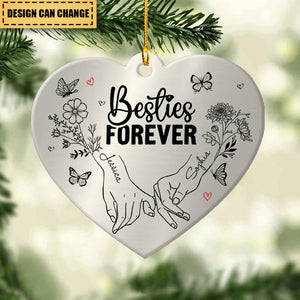 Besties Sisters Bestfriends Forever Pinky Promise Flowers Butterflies Personalized Ornament