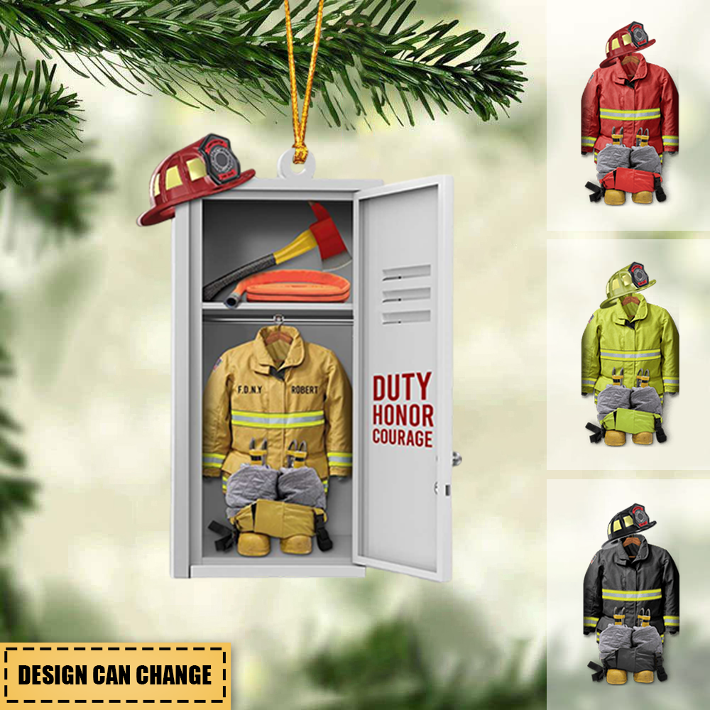Firefighter Equipment Locker, Personalized Acrylic Ornament - roadsir