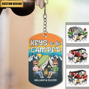Keys To The Camper - Anniversary, Loving Gifts For Couples, Husband, Wife, Camping Lovers - Personalized Aluminum Keychain