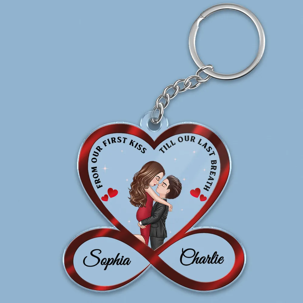 Infinity Heart Couple Hugging Kissing Anniversary Gift For Him Gift For Her Personalized Acrylic Keychain