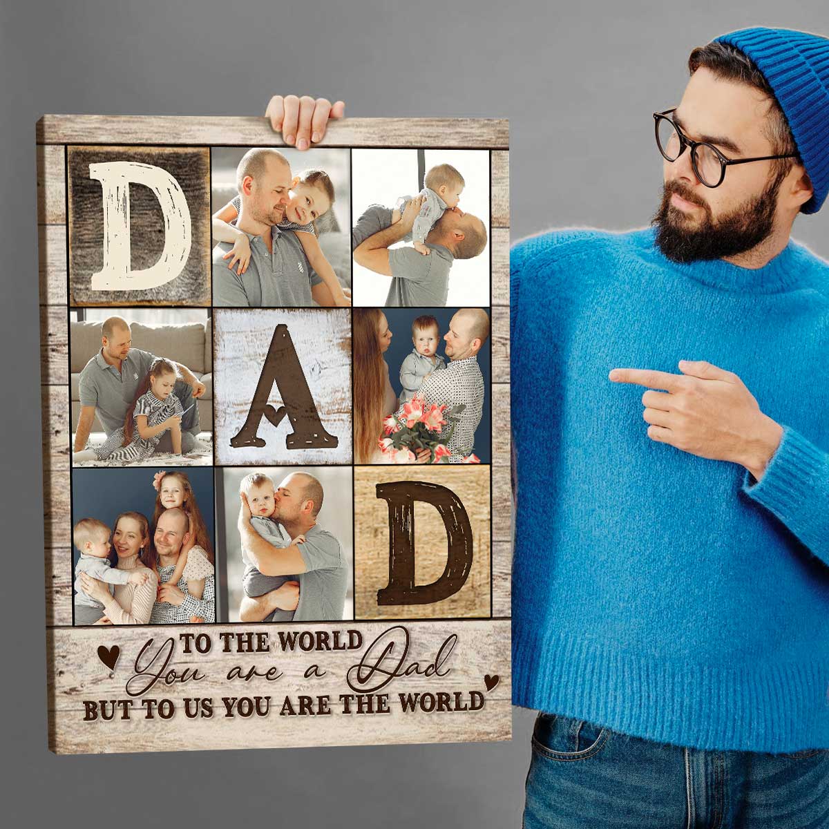 Dad Photo Collage Canvas Poster, Personalized Gifts For Dad, Best Father’s Day Gifts 2025, Fathers Day Photo Gifts