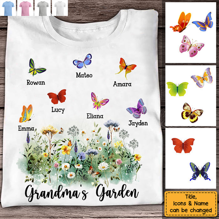 Gift For Grandma's Garden Butterflies Shirt