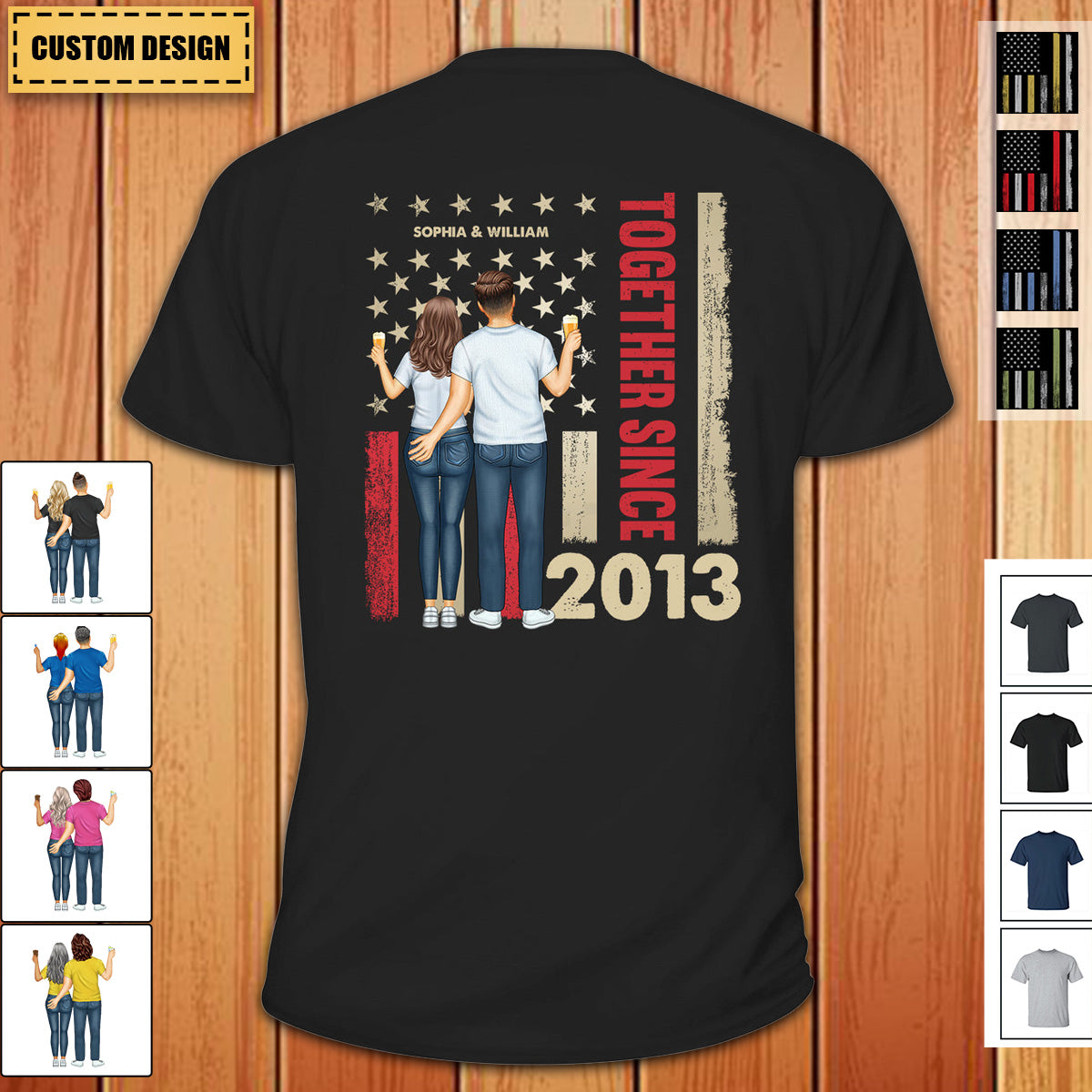 Stars And Stripes Couple Together Since - Loving, Birthday Anniversary Gift For Couples, Spouse, Husband, Wife - Personalized T Shirt