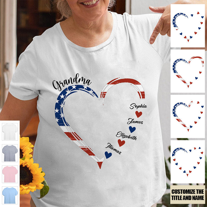 A Garden Of Love Grows In A Grandma's Heart - Family Personalized Custom Unisex Patriotic T-shirt