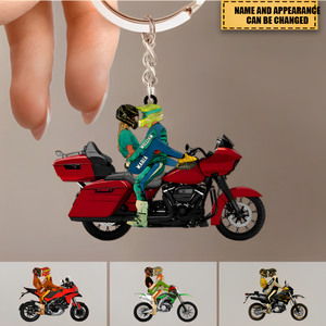 Personalized Riding Couple Acrylic Keychain - Gifts for Motorcycle lovers