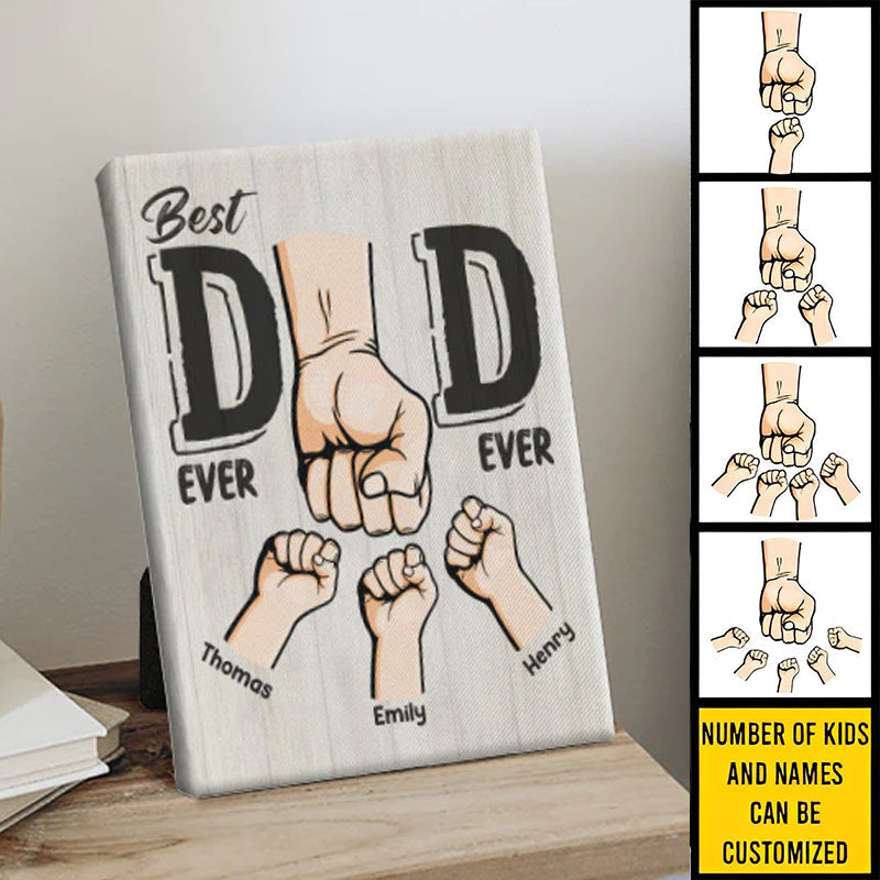 Best Dad Ever - Family Personalized Custom Horizontal Easel Back Canvas - Birthday Gift For Dad