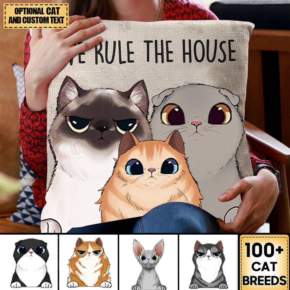 We Rule The House New Version - Personalized Pillow Gift For Cat Lover