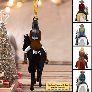 Horse Girl Back View Lived Happily Personalized Acrylic Christmas Ornament
