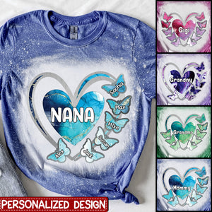 Grandma, Mom, Nana Heart Butterfly Kids - Personalized 3D T-Shirt
