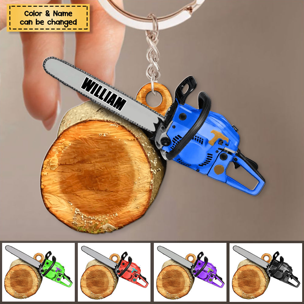 Personalized Arborist Wood Acrylic Keychain