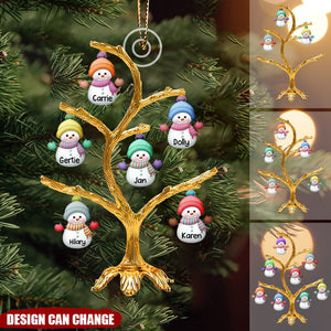 Personalized Name Christmas Snowman Christmas Tree Acrylic Ornament