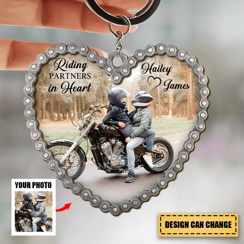 Riding Partners In Heart Custom Motorcycle Acrylic Keychain