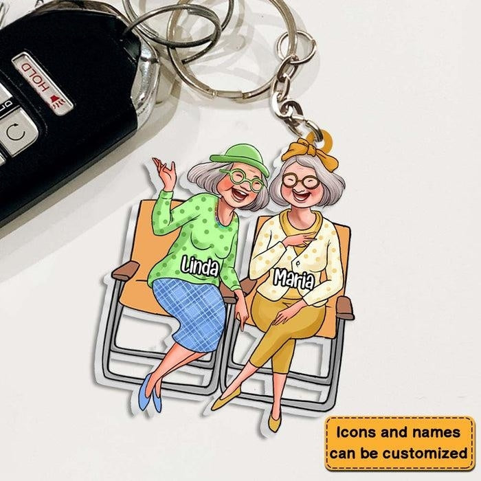 Personalized Gift for Friends Sitting Ladies Acrylic Keychain