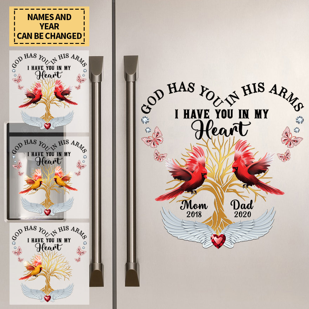 Cardinals God Has You In His Arms Memorial Personalized Decal/Sticker