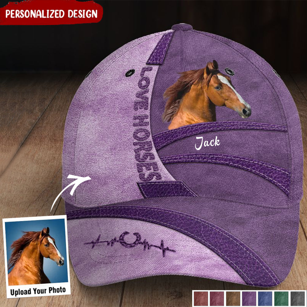 Personalized Upload Your Horse Photo-Love Horse Cap