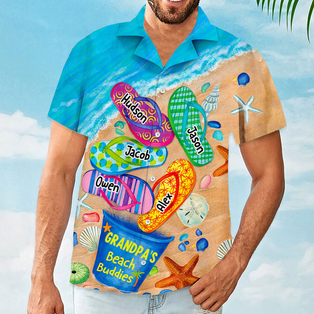 Nana's Beach Buddies Summer Flip Flop Personalized Hawaiian Shirt Perfect Gift for Grandmas Moms Aunties HTN10MAY23CT2