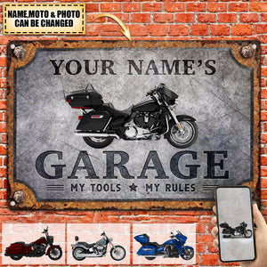 Custom Motorcycle Sign, Workshop, Motorbike Personalised Garage Metal Sign - Upload Photo
