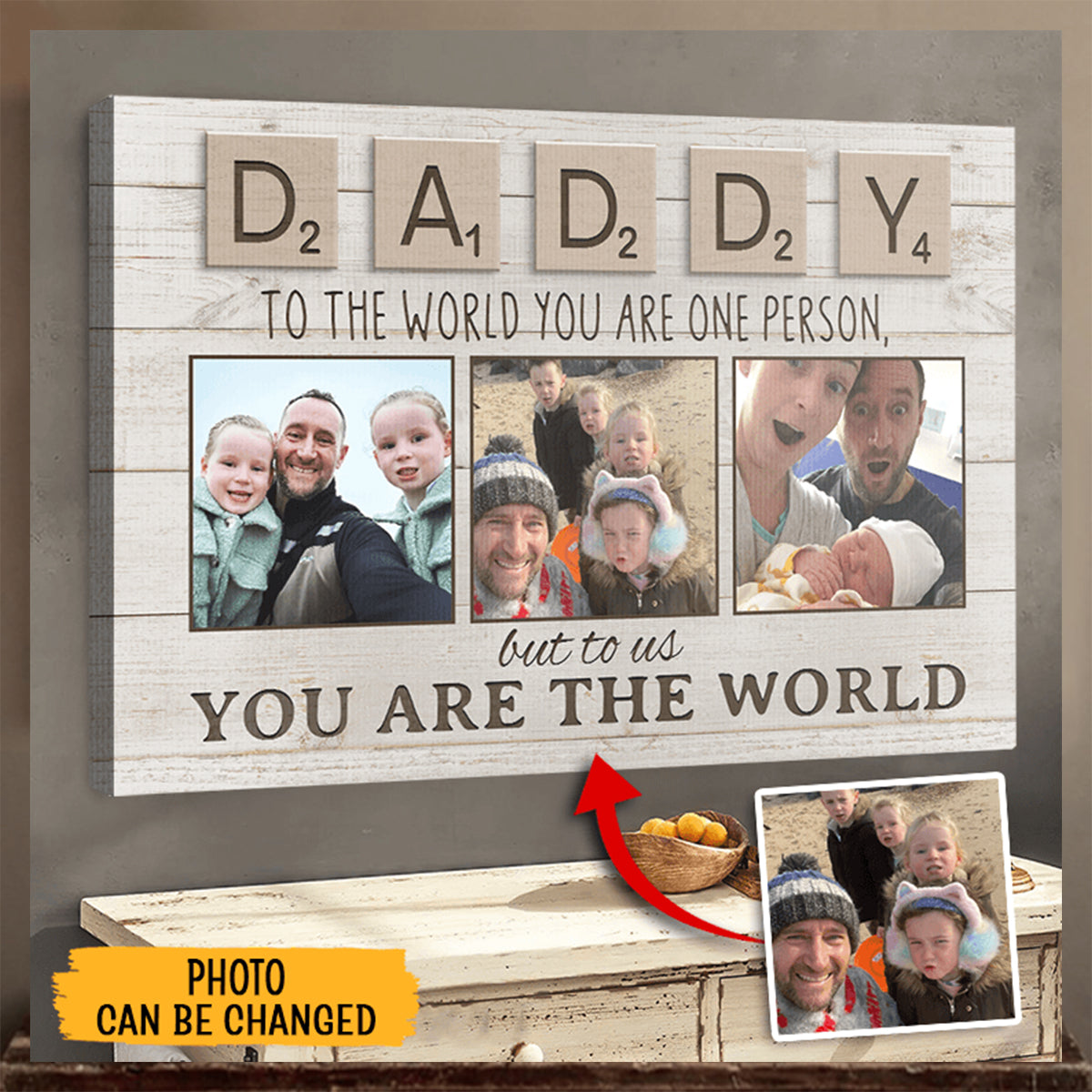 Daddy To Us/Me You Are The World - Personalized Poster - Dad Gift