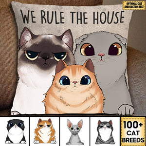 We Rule The House New Version - Personalized Pillow Gift For Cat Lover