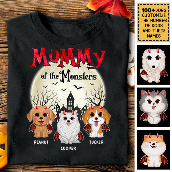 Mommy Of The Monsters Halloween Watercolor Cute Dogs Personalized Shirt