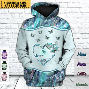 Sparkling Grandma- Mom Heart Butterfly Kids Personalized Hoodie